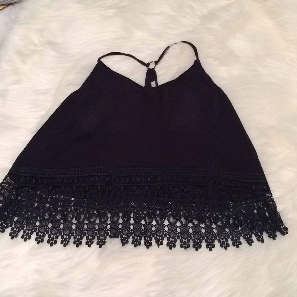 Beautiful black with black lace crop top